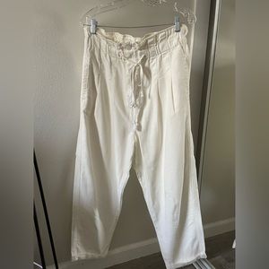 Free People White Margate Pleated Trouser